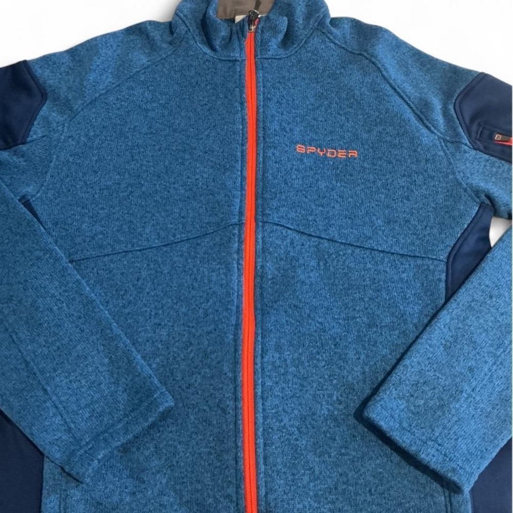 Spyder Full Zip Sweater Fleece Jacket Mens Medium Blue Orange Excellent